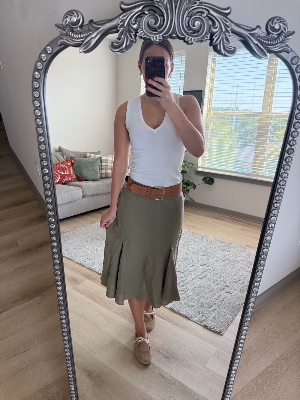 NWOT J.Crew Size Small Gwyneth Flounce Hem 100% Linen Midi Skirt